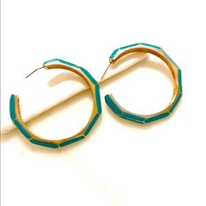 Gold, Turquoise hoop earrings